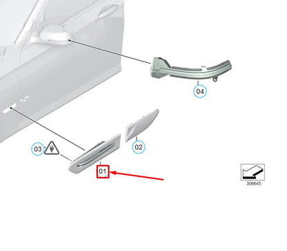 NEW BMW 7 F01 LEFT SIDE TURN SIGNAL LED MARKER LIGHT 63137203371 ORIGINAL