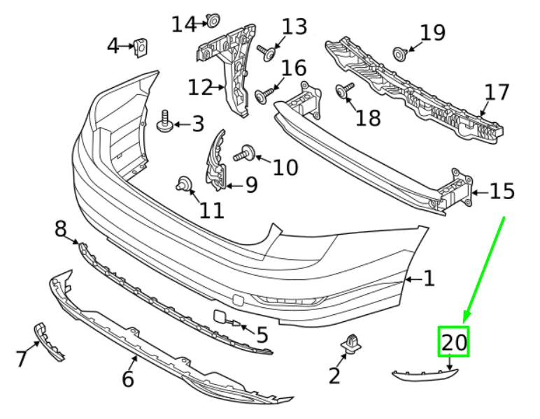 NEW VOLKSWAGEN JETTA A7 MK7 REAR LEFT BUMPER REFLECTOR 17A945105