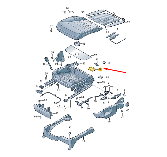 new vw touareg 7p mk2 front left seat retaining frame 7p0882273 original