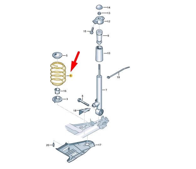 NEW VOLKSWAGEN GOLF MK7 REAR COIL SPRING 5Q0511121AB ORIGINAL