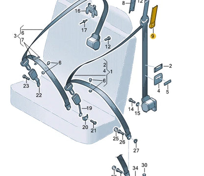 NEW VOLKSWAGEN TRANSPORTER T5 REAR SEATBELT OUTER COVER 7H08577179B9 ORIGINAL