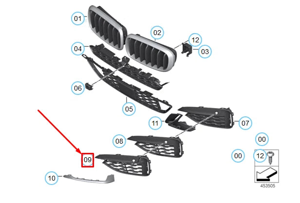 NEW BMW X6 F16 FRONT BUMPER LEFT OPEN M GRILLE 51118069325 8069325 ORIGINAL