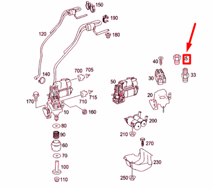 NEW MERCEDES-BENZ ML W164 VALVE BLOCK CONNECTION FITTING A2213280065 ORIGINAL
