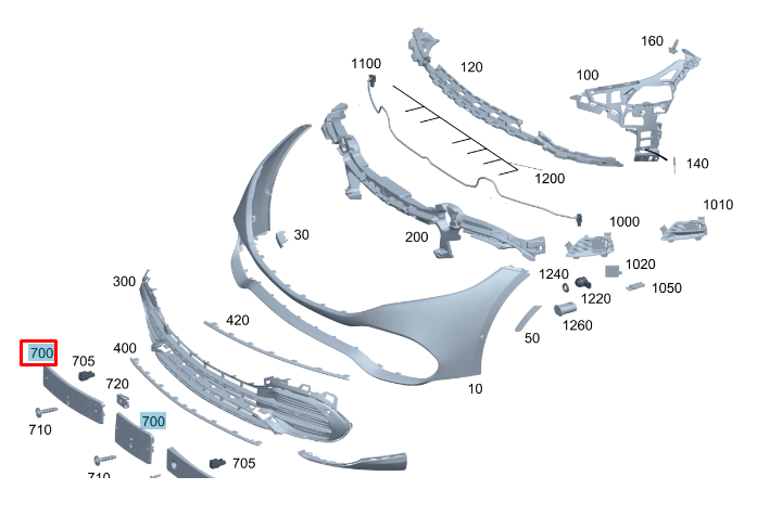 NEW MB EQS V297 FRONT BUMPER LICENSE NUMBER PLATE HOLDER A2978805900 ORIGINAL
