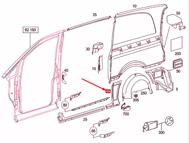 NEW MB VITO W639 REAR RIGHT ROCKER PANELLING A6396378909 ORIGINAL