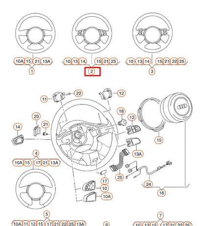 NEW AUDI A4 B8 MULTIFUNTION STEERING WHEEL 8K0419091BGWUN ORIGINAL