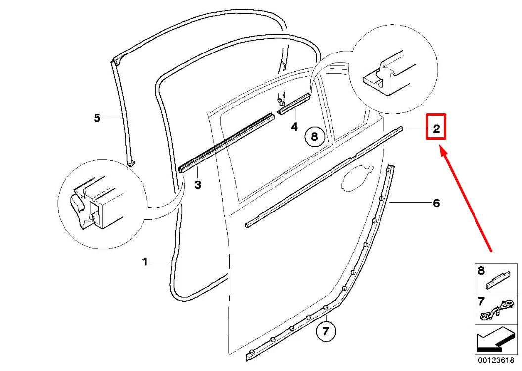NEW BMW 5 E60 REAR LEFT EXTERIOR CHANNEL COVER 51227135163 7135163 ORIGINAL