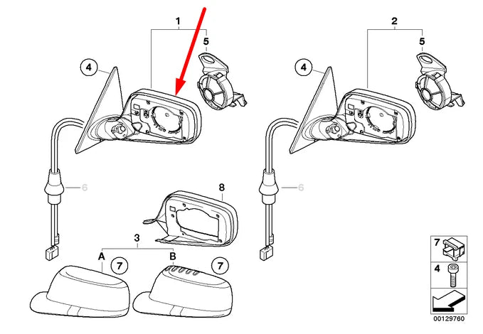 NEW BMW 3 E46 FRONT RIGHT DOOR WING MIRROR 51167003452 7003452 LHD ORIGINAL