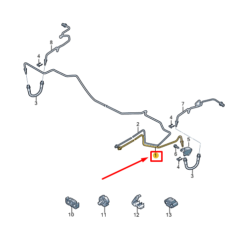 new vw polo aw mk6 rear left brake line 2q0614683j original