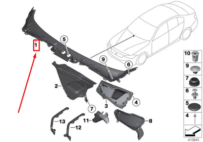 NEW BMW 3 F30, F80 WINDSHIELD COWL PANEL COVER RHD 51717258178 7258178 ORIGINAL