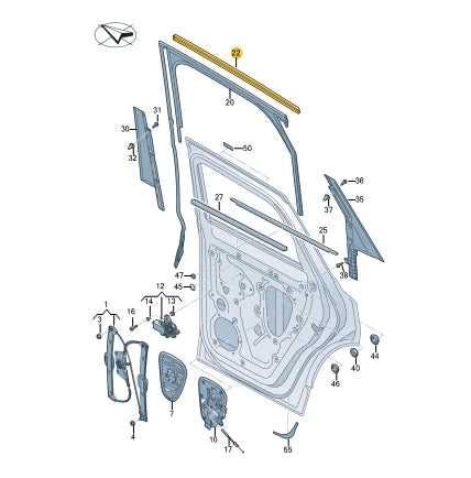 NEW VOLKSWAGEN TOUAREG CR7 REAR LEFT DOOR STRIP TRIM 760839643D041