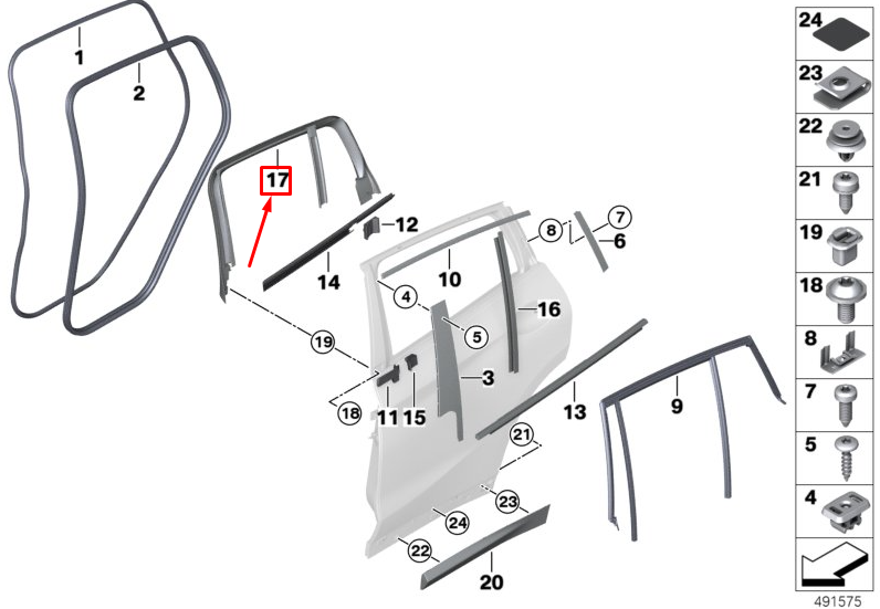 new bmw x4 f98 rear right door window frame cover 51357423138 original