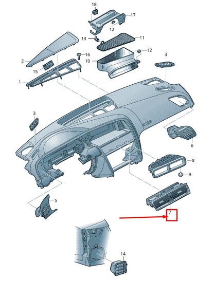 NEW AUDI Q5 8R CENTRE DASHBOARD AIR INTAKE GRILLE RHD 8R2820951GWVF ORIGINAL