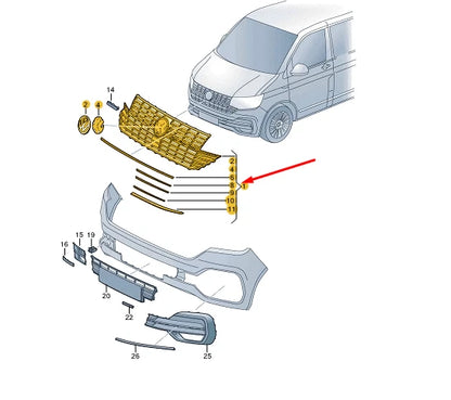 NEW VW TRANSPORTER T6 FRONT RADIATOR GRILLE 7LA853651BLDB ORIGINAL