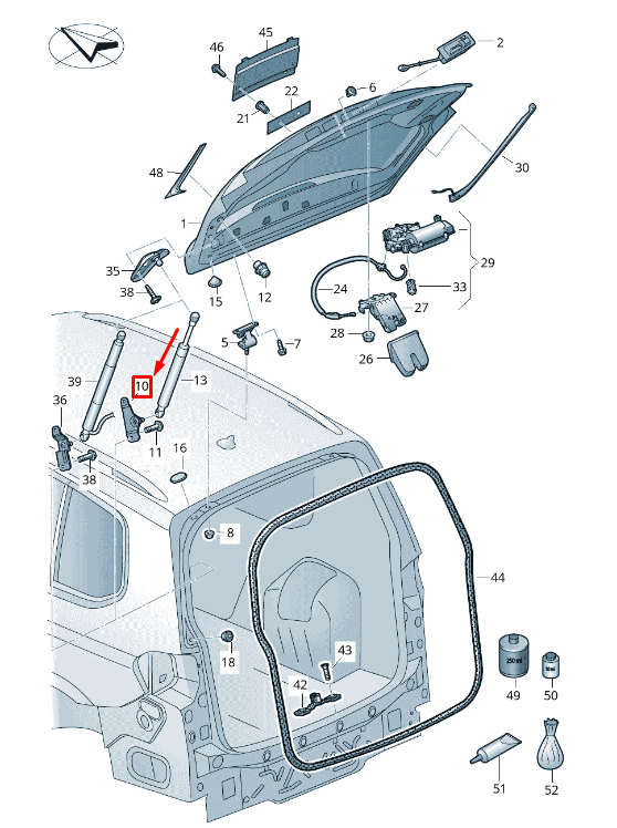 NEW VW TOURAN 5T REAR LEFT GAS FILLED STRUT BRACKET 5TA827427D ORIGINAL