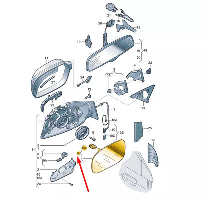 NEW AUDI A4 B8 FRONT RIGHT DOOR MIRROR GLASS 4F0857536AJ ORIGINAL