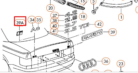 NEW AUDI A8 S8 D4 REAR BUMPER LETTERING EMBLEM BADGE 4D0853735A2ZZ ORIGINAL