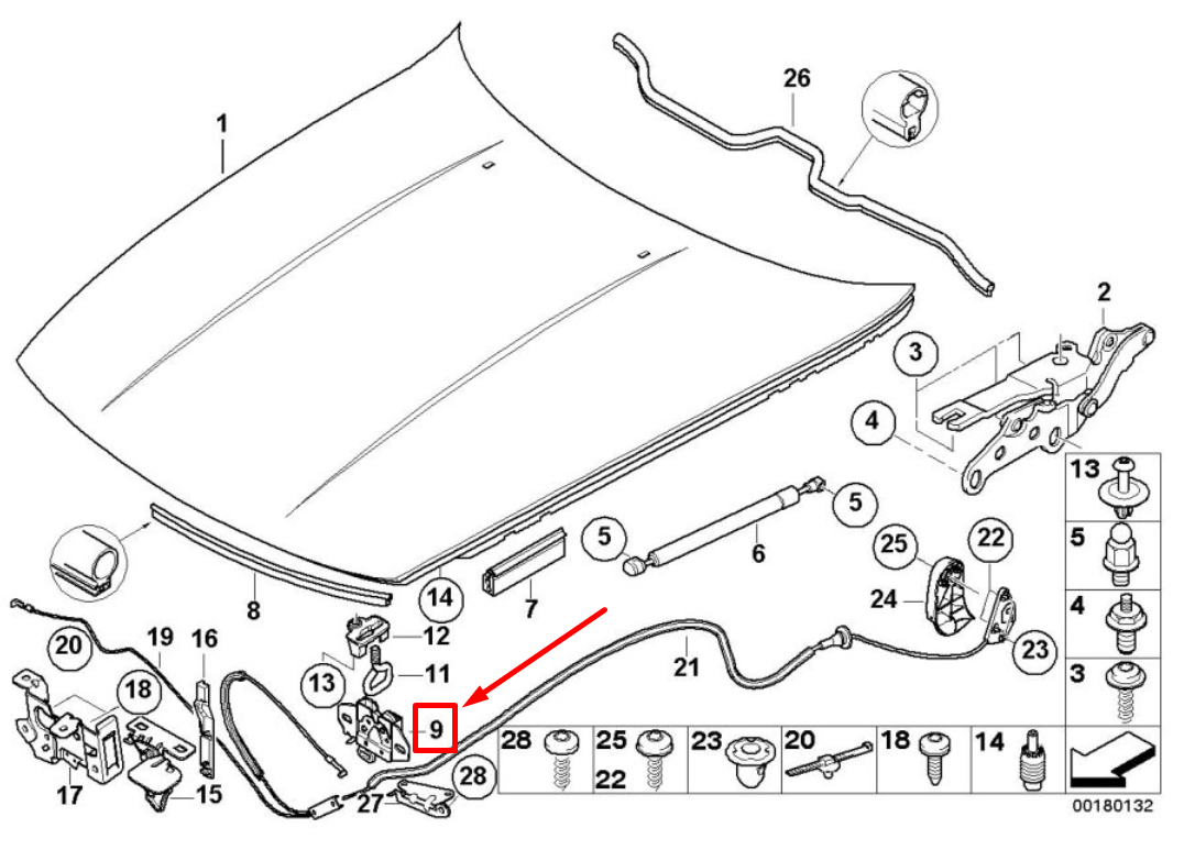 new bmw z4 coupe e86 front right hood lock 51237192976 7192976 original