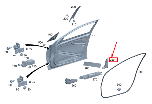 new mercedes-benz c s206 front lh door rear impact absorber a2067254100 original