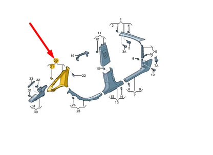 NEW AUDI A7 SPORTBACK 4G8 RIGHT SIDE UPPER C-PILLAR TRIM 4G8867288HF6 ORIGINAL