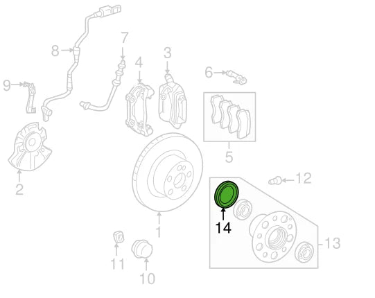 NEW MERCEDES BENZ E W211 FRONT HUB ASSEMBLY SEAL A0259971647 ORIGINAL