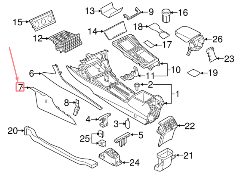 new volkswagen golf 5g mk7 center console lower panel trim 5g189830082v original