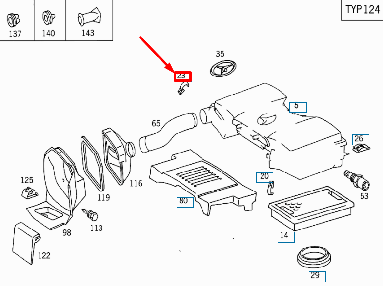 NEW MERCEDES-BENZ SL R129 AIR CLEANER FASTENER A0000943855 ORIGINAL