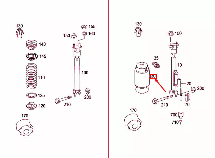 NEW MERCEDES-BENZ ML W164 REAR PNEUMATIC SPRING A1663200325 ORIGINAL