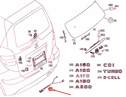 NEW MERCEDES-BENZ A W169 REAR TRUNK WIRING HARNESS A1695403135