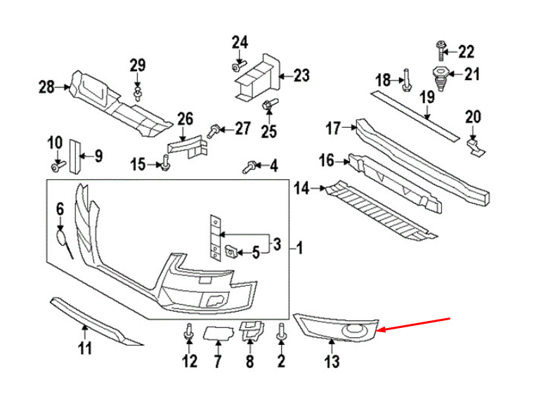 new audi a5 8t right fog light grille 8t080768201c 2011 original
