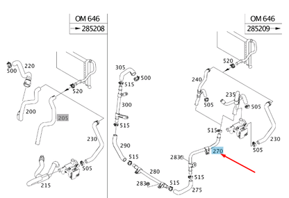 new mb vito w639 water return line to side member pipe a6398300416 original