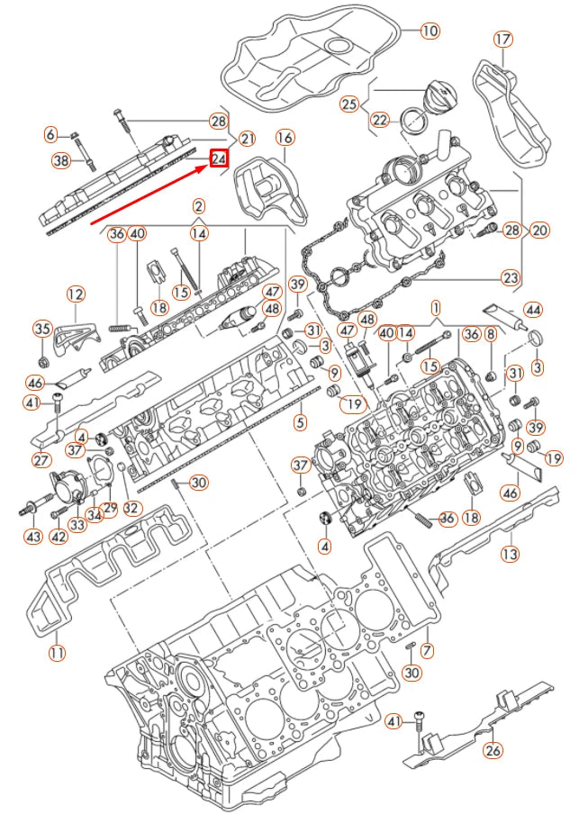 NEW AUDI A4 B8 ENGINE VALVE COVER GASKET CYLINDER 1-3 06E103484P
