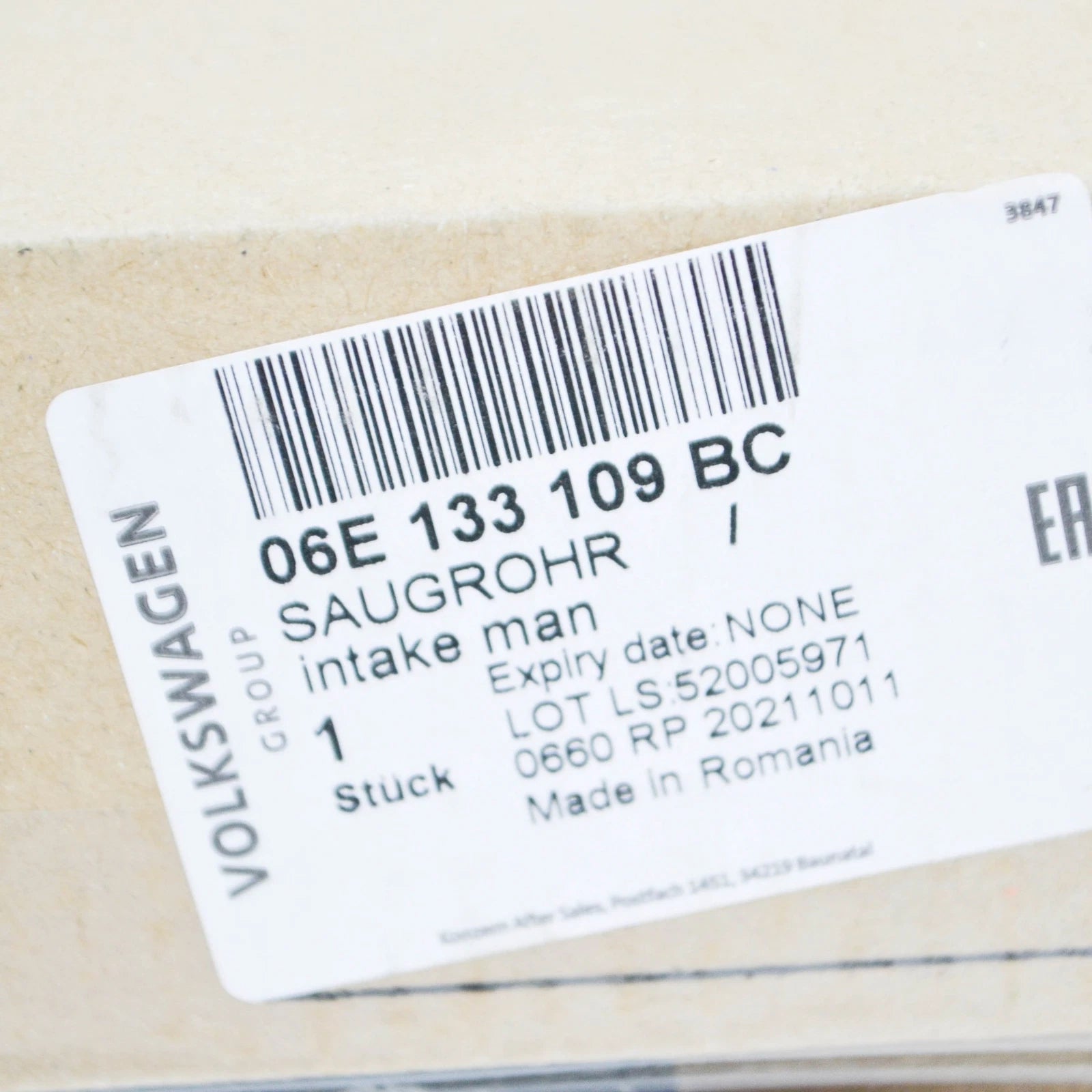 NEW AUDI A4 B8 INTAKE MANIFOLD LEFT LOWER PART 06E133109BC ORIGINAL