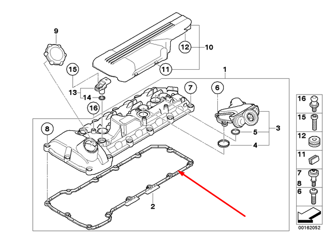 new bmw m3 e90 valve cover gasket left 11127838272 7838272 4.0 petrol original