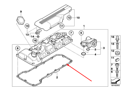 new bmw m3 e90 valve cover gasket left 11127838272 7838272 4.0 petrol original