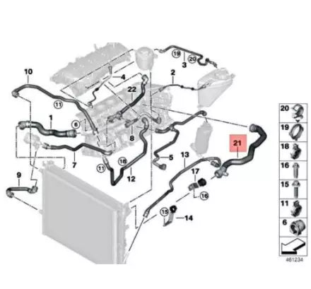 NEW BMW 5 G30 RADIATOR-ENGINE HOSE 17128602871 ORIGINAL