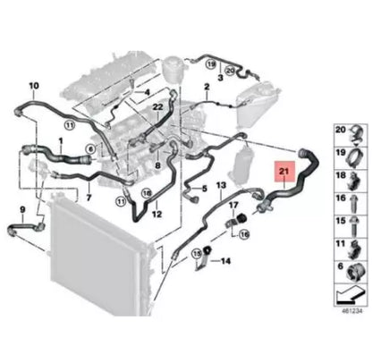 NEW BMW 5 G30 RADIATOR-ENGINE HOSE 17128602871 ORIGINAL