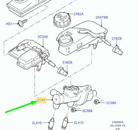 new ford c-max mk1 brake master cylinder 1456989 6m51-2140-ba original