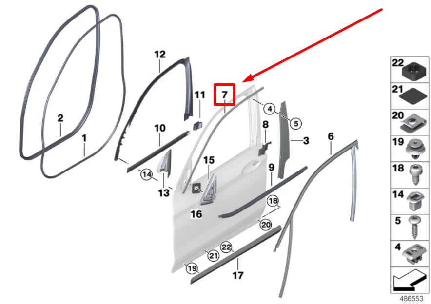 NEW BMW X3 G01 FRONT RIGHT DOOR WINDOW FRAME COVER 51337410018 7410018 ORIGINAL