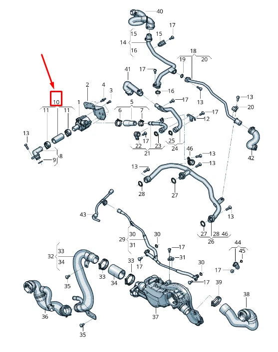 NEW AUDI Q8 4MN ENGINE COOLANT HOSE 0P2121052