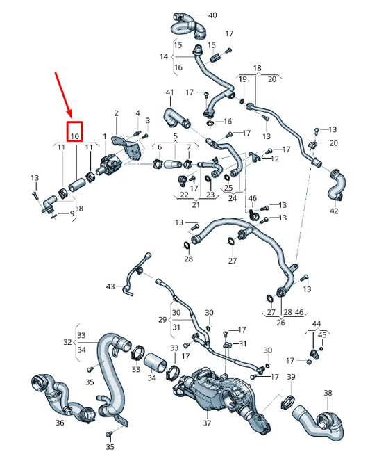 NEW AUDI Q8 4MN ENGINE COOLANT HOSE 0P2121052