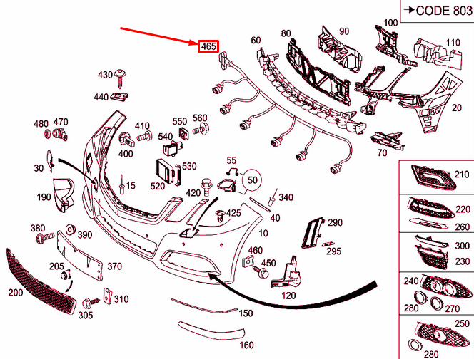 NEW MB E W212 FRONT BUMPER PARKTRONIC SYSTEM WIRING HARNESS A2125407413 ORIGINAL