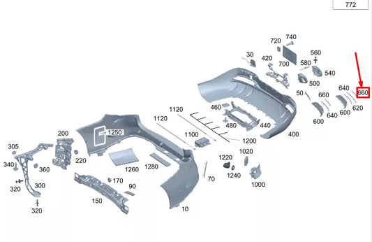 NEW MERCEDES-BENZ EQS V297 REAR RH UPPER BUMPER TRIM STRIP A2978856803 ORIGINAL
