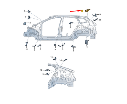 new skoda enyaq iv right outer d-pillar partition 5lg864638 original