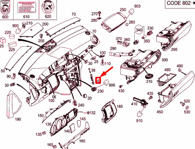 NEW MB C W204 INSTRUMENT PANEL CONTROL LOCKING MECHANISM A2126800384 ORIGINAL