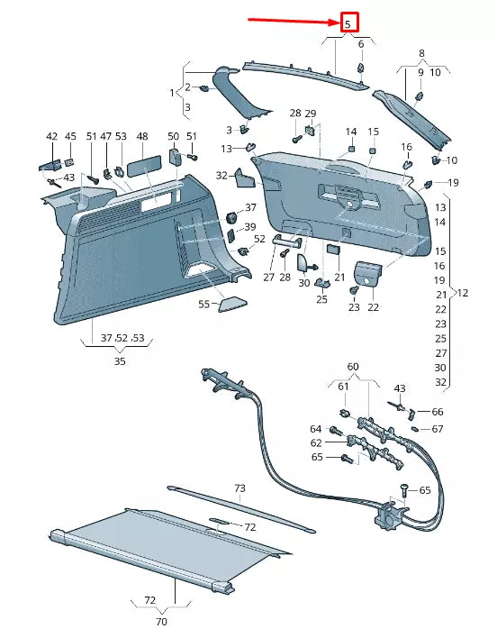 NEW VW TOUAREG CR UPPER CENTRE REAR LID TRIM PANEL 760867609A4PK