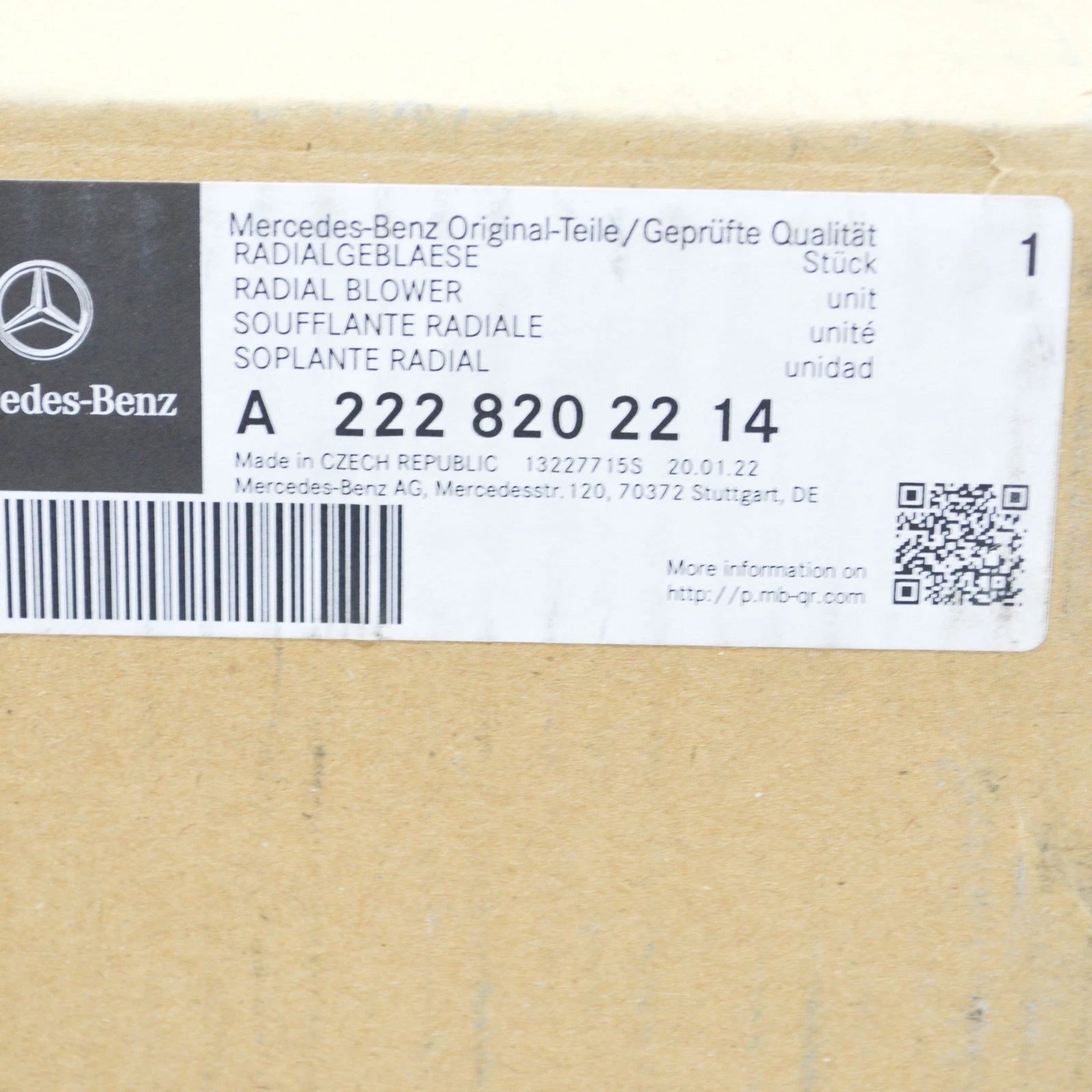 NEW MERCEDES-BENZ S W222 HEATER BLOWER FAN MOTOR A2228202214 ORIGINAL