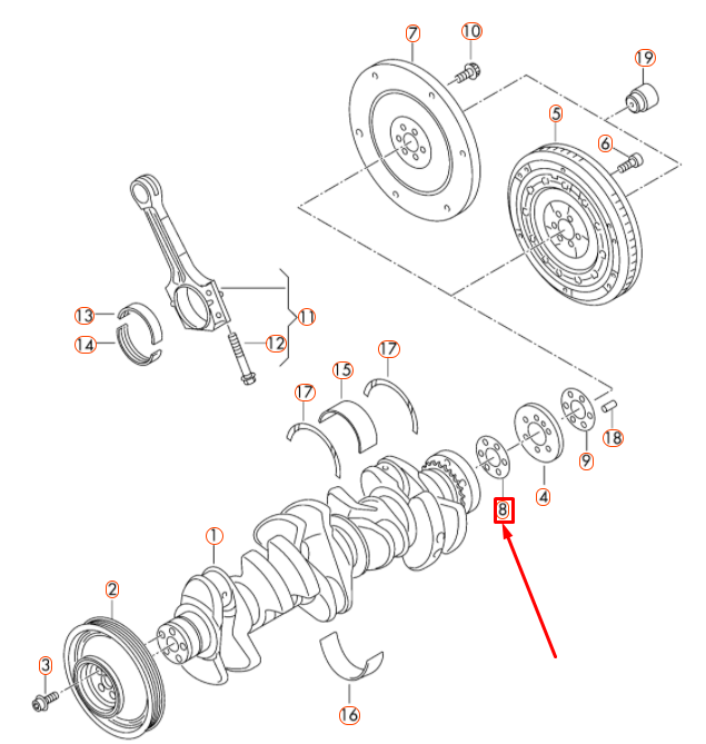 new audi q3 rs 8u crankshaft washer wht003517 original