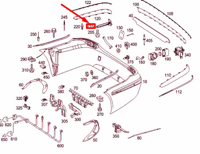 NEW MERCEDES-BENZ E W211 REAR BUMPER BOTTOM BRACKET A2118851314 ORIGINAL