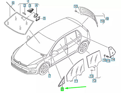 NEW VOLKSWAGEN GOLF MK7 FRONT RIGHT FIXED SIDE WINDOW 5G0845412ENVB
